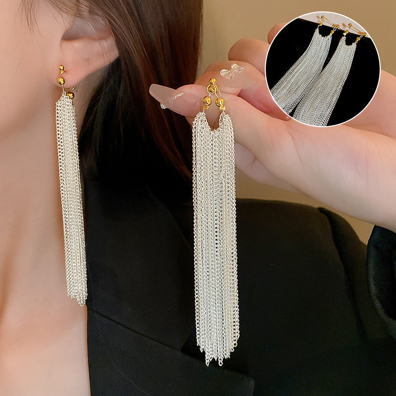 Waterfall-shaped Tassel Earrings