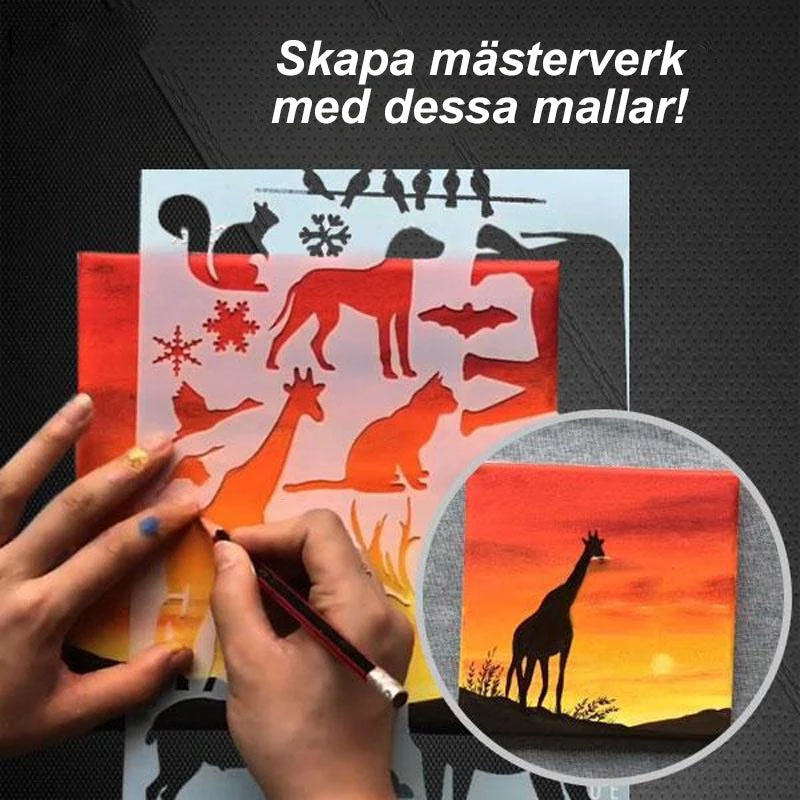 Snabbtecka Stencilkonst Mallar (12 eller 24 ark / uppsättning)