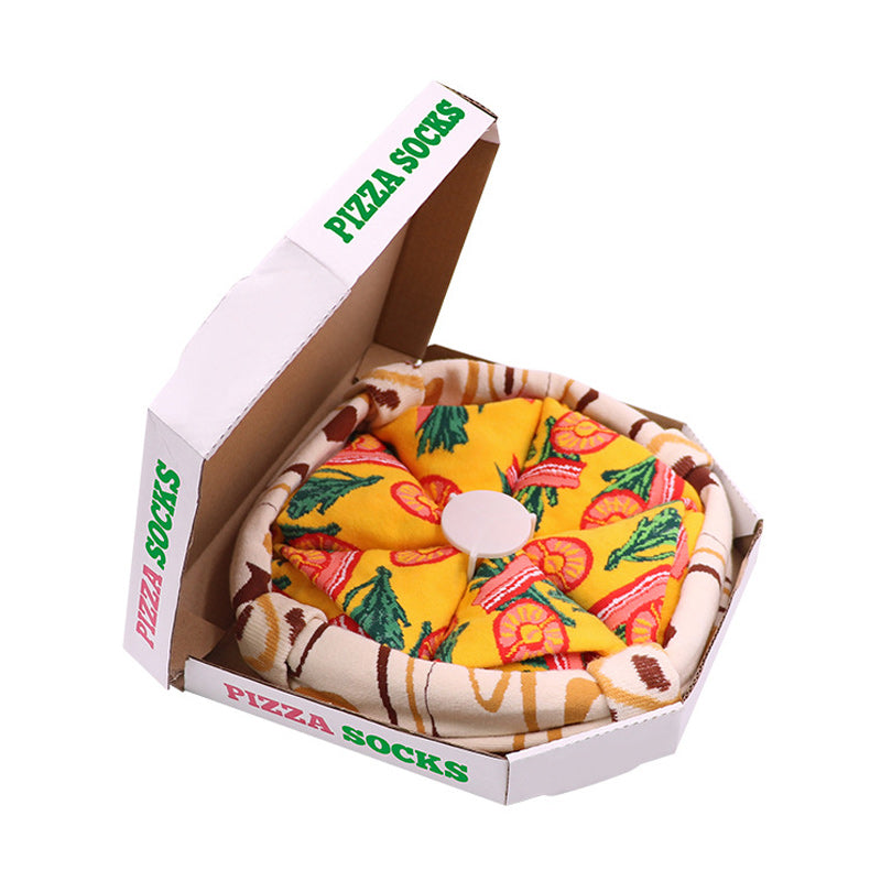 Box med 4-par Personliga Kreativa Pizza-strumpor