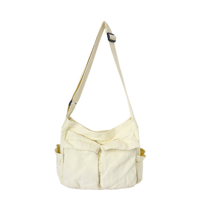 Canvas Solid Color Messenger Bag