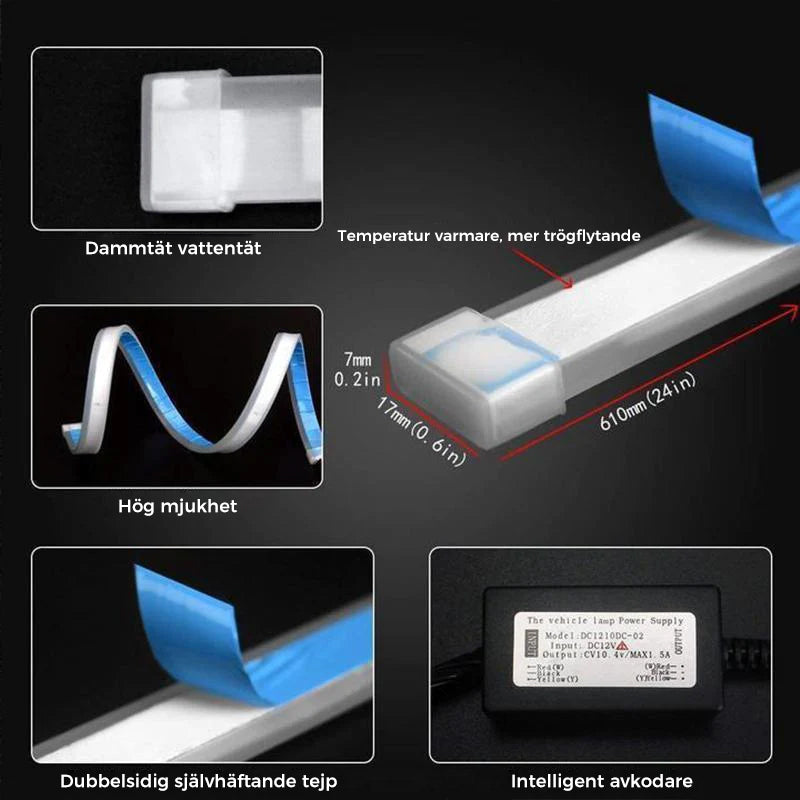 Flexibel DRL LED natt- och vardagsljusremsa (ingen demontering behövs)