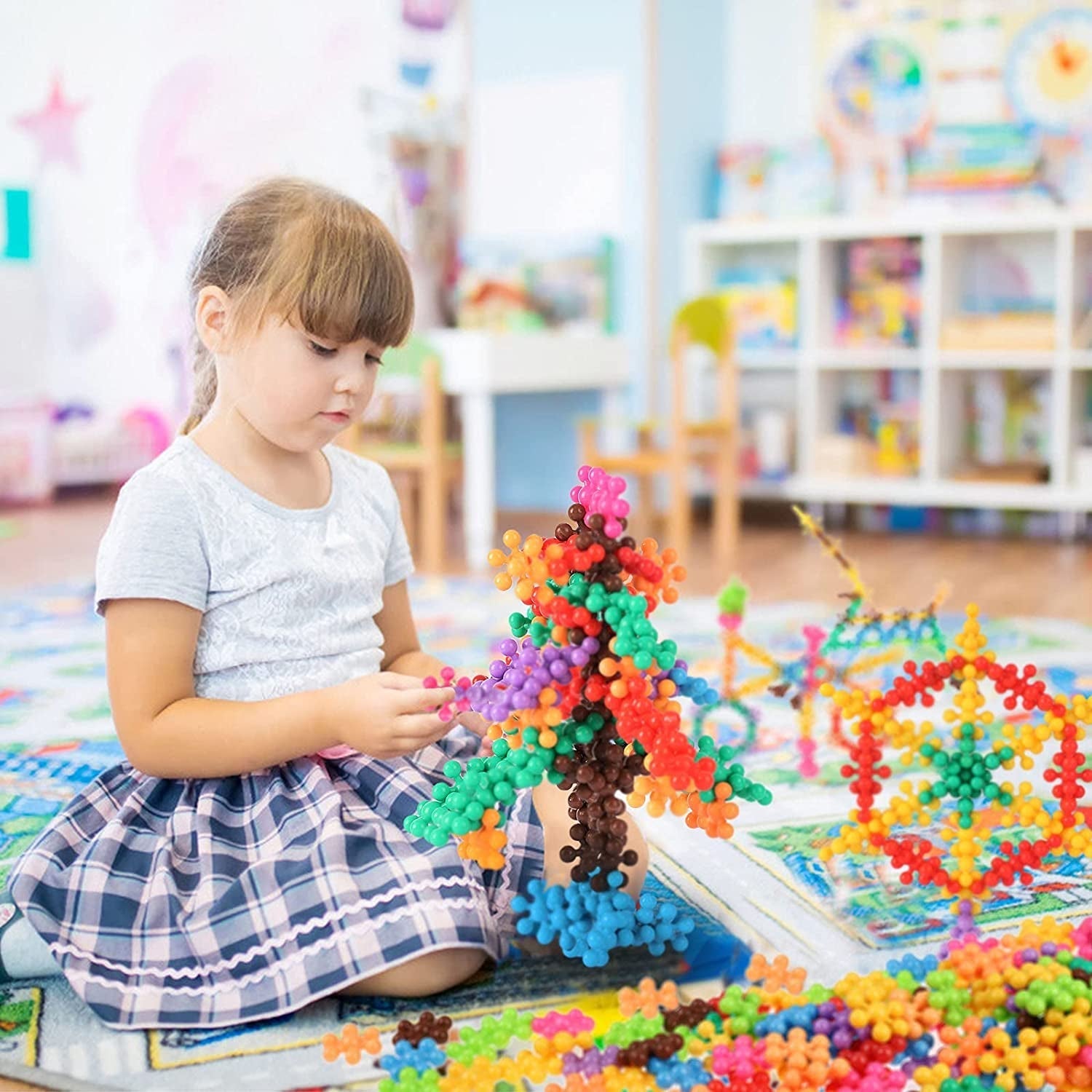 Interlocking byggklossar pedagogiska leksaker