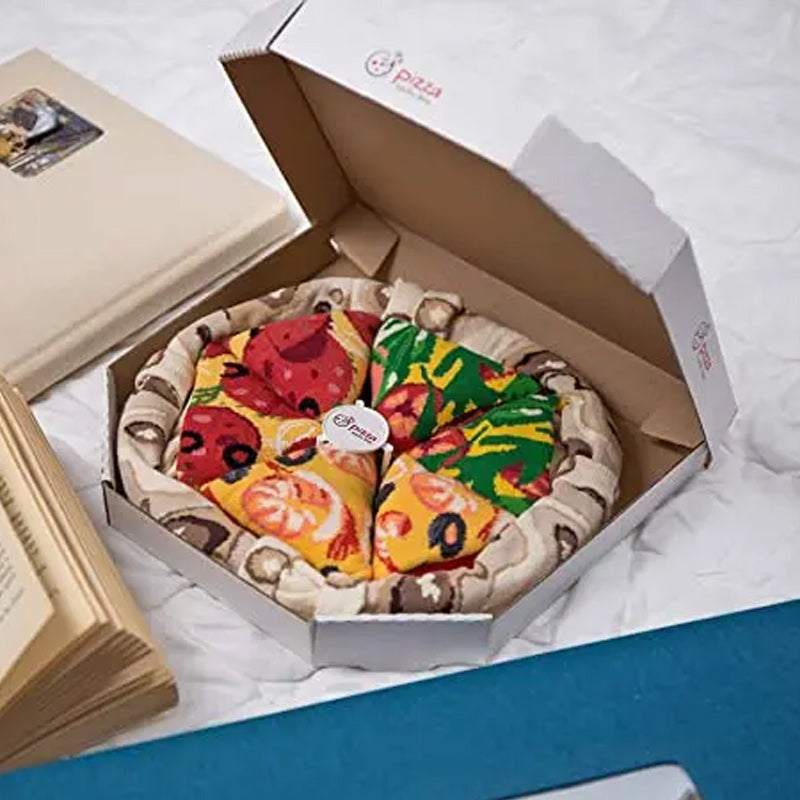 Box med 4-par Personliga Kreativa Pizza-strumpor