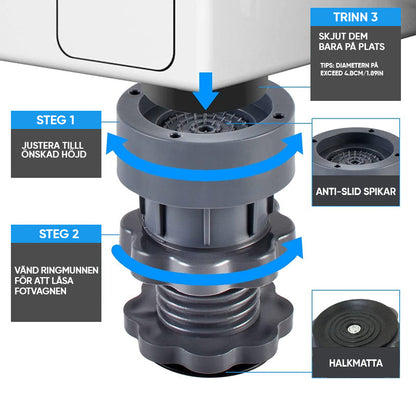 4 st Justerbar höjd tvättmaskinsstöd
