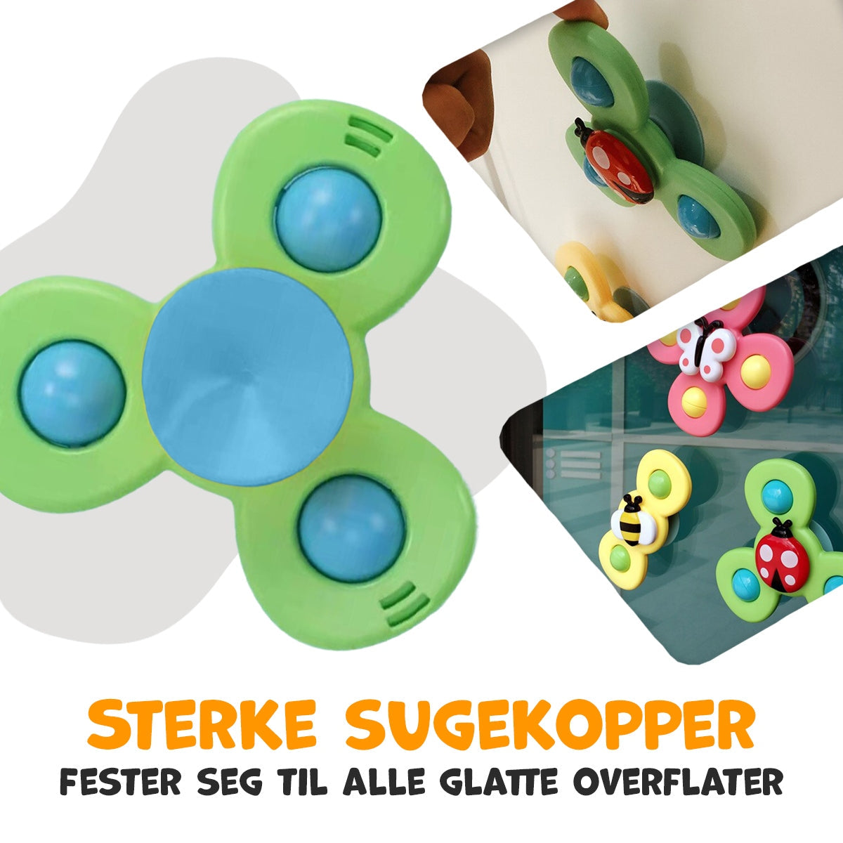 Spinz™ - Fidget Spinner med sugkopp för kinder (3 st)