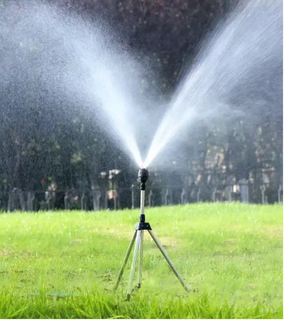 Roterande bevattningsstativ i rostfritt stål Teleskopiskt stöd Sprinkler