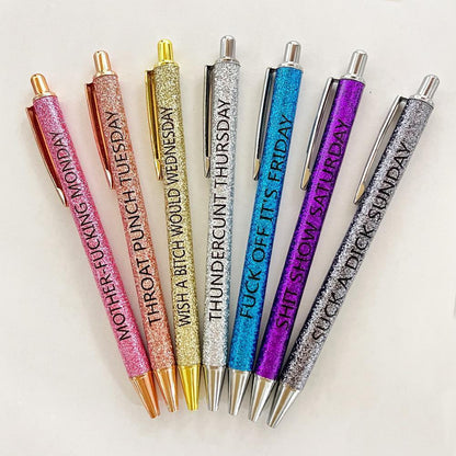 Swear Word Daily Pen Set (7cs* Roliga svarta bläckpennor)