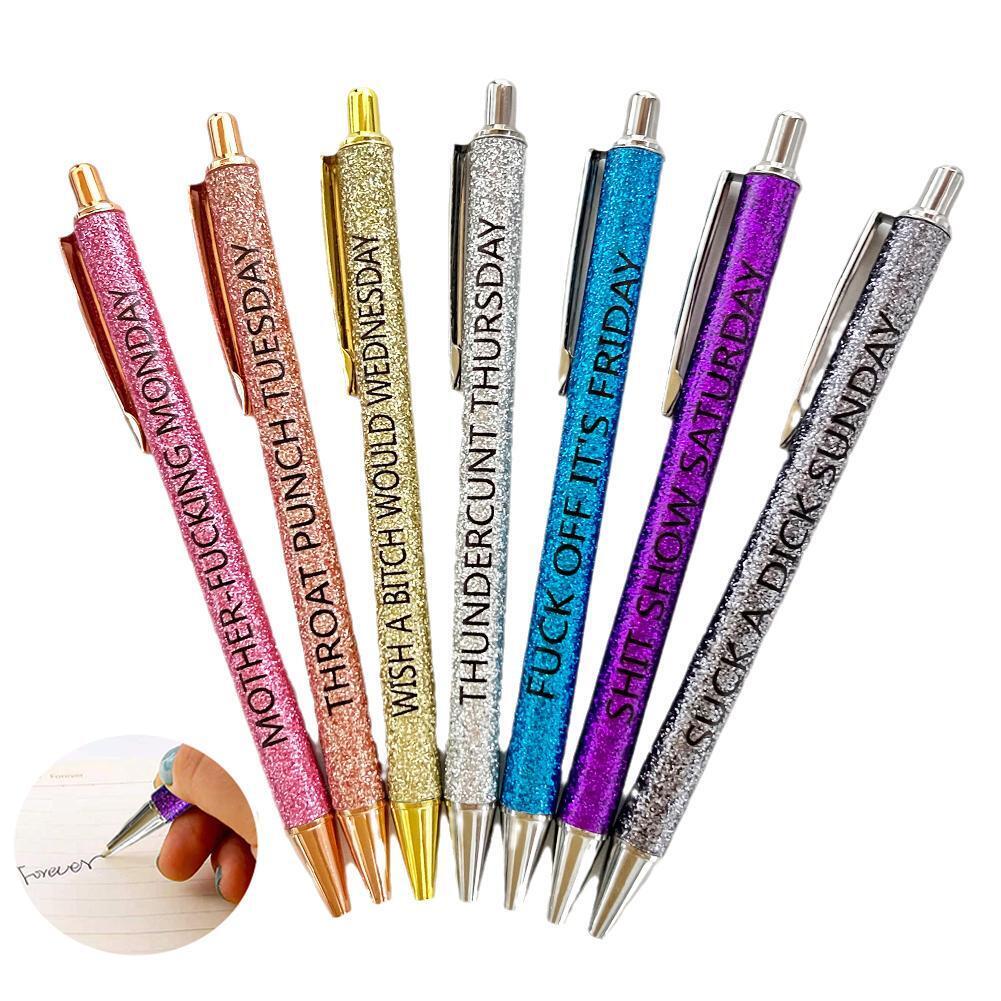 Swear Word Daily Pen Set (7cs* Roliga svarta bläckpennor)